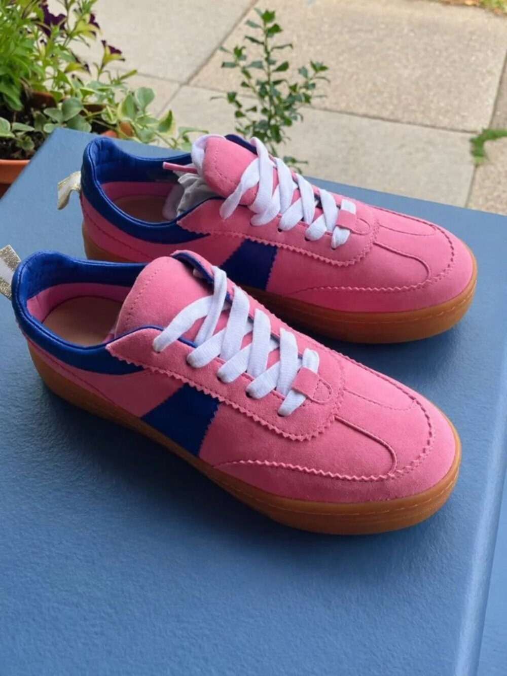 Boden NWOT Erin Pink Suede Flatform Sneakers Shoes EU 37 US 6-6.5